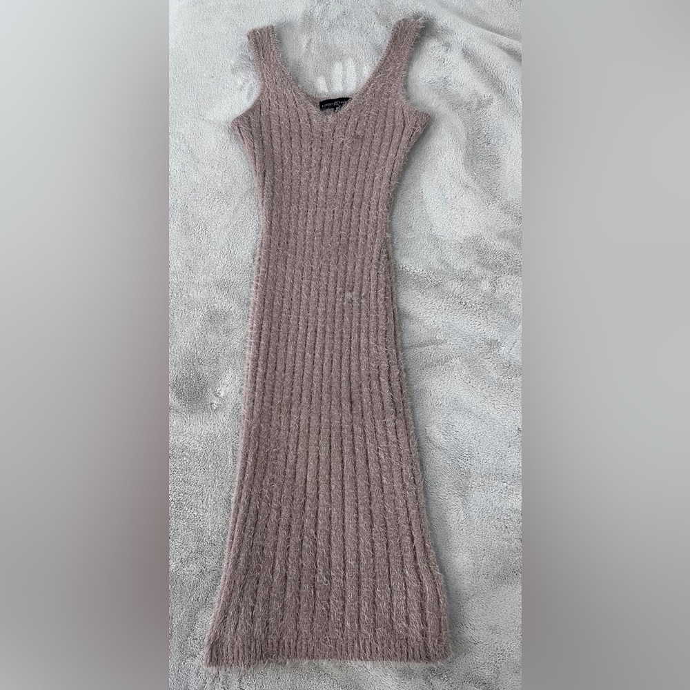 Fuzzy beige long dress